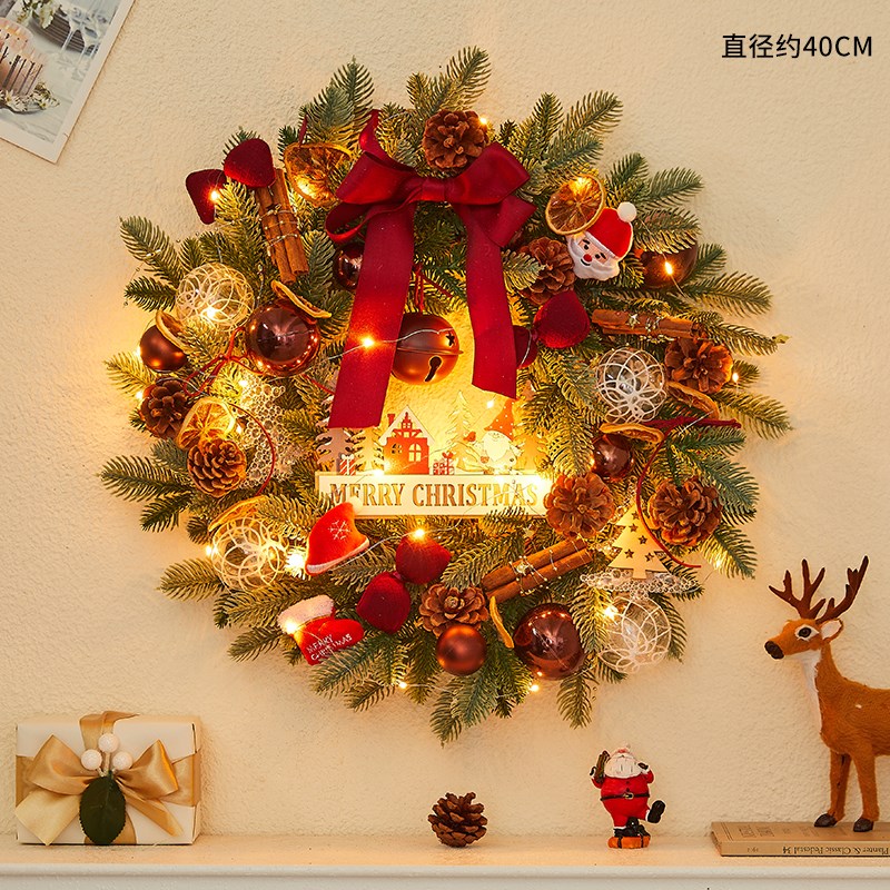 新款圣诞节装饰花环倒挂树门挂圣D诞树装饰客厅家用氛围布置挂饰