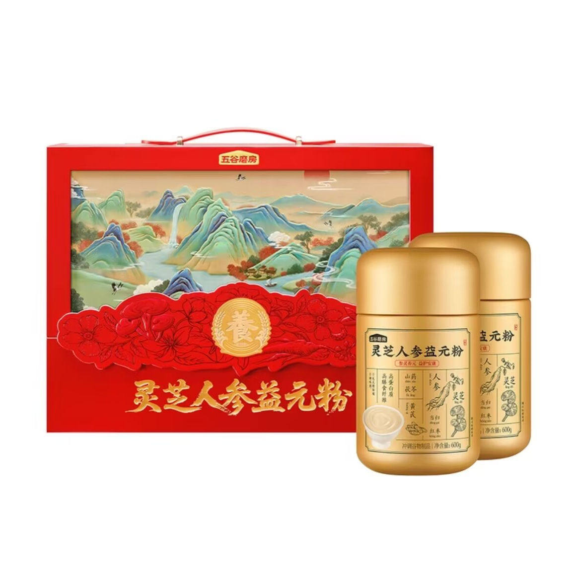 山姆五谷磨房 灵芝人参益元粉礼盒1.2kg中式养生冲饮礼盒装