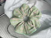 Jinz 韩国ins风复古绿粉格子大肠发圈发绳女森系头绳头花