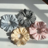 新品 特惠Jinz 韩国ins风进口复古条纹大肠发圈发绳女森系头绳头花