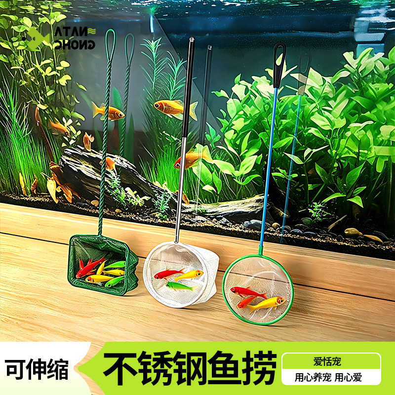 金鱼鱼捞可伸缩网兜3d迷你小鱼捞网鱼缸小捞网捞鱼粪便网抄网渔捞