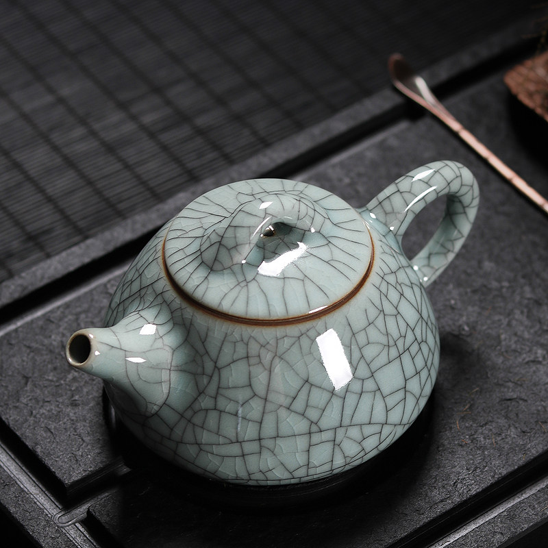 龙泉青瓷泡茶壶单壶手工哥窑冰裂景舟石瓢壶功夫茶具复古