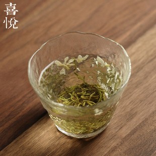 耐热玻m璃水杯透明玻璃锤纹茶杯日式 喜悦茶铺 纯手工创意杯子
