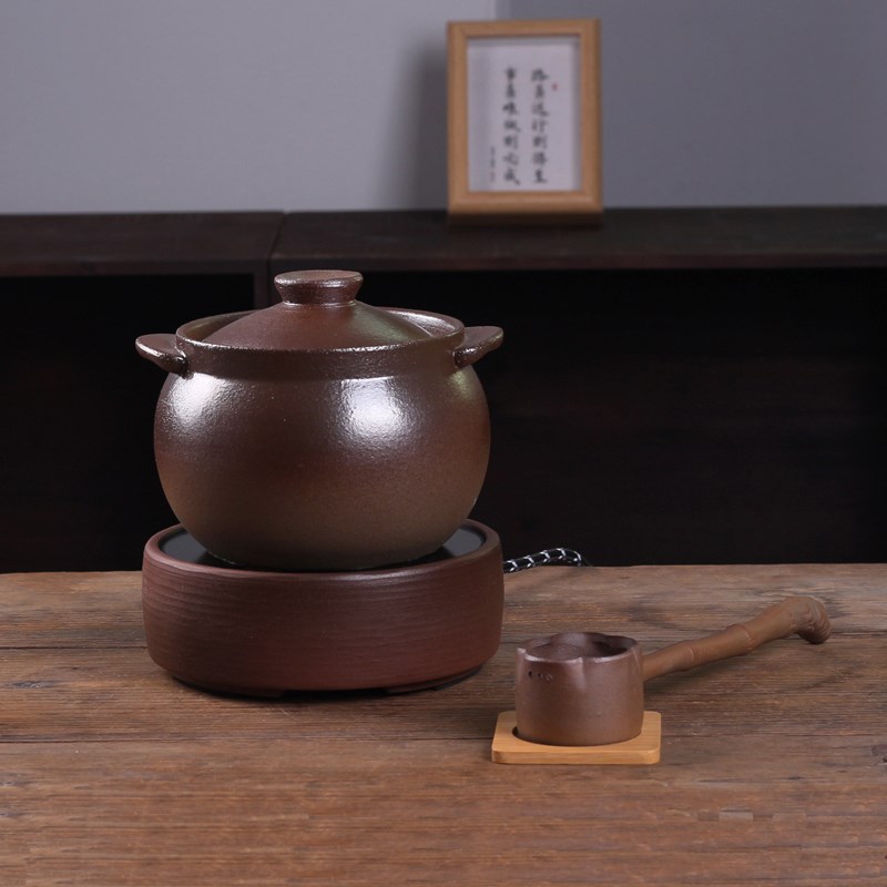 古法粗陶煮茶锅煮茶器电陶炉煮奶茶碗老岩泥煮茶碗明火养生
