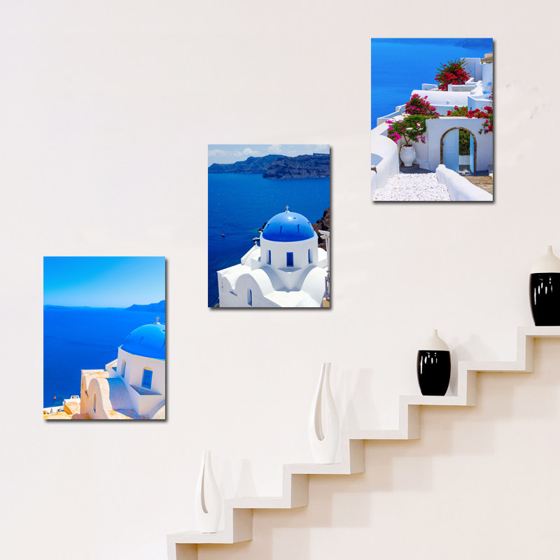 希腊风情地中海风景画客厅壁画单幅框画走廊玄关挂画新装饰画