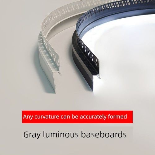LED灯带踢脚线批灰隐藏暗装内嵌金属贴角线铝合金发光地脚线弧形