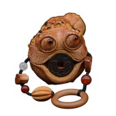 竹根雕欢老师孤品金蟾手把件铜钱蟾蜍文玩手捻收藏把玩件