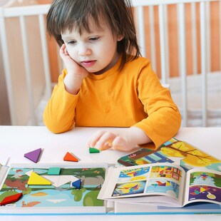 儿童益智早教木质磁性七巧板拼图磁力七彩拼板幼儿园教具智力