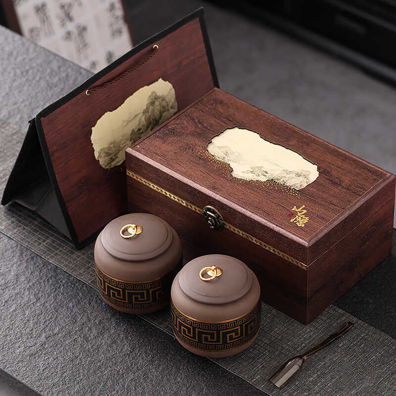 紫砂茶叶罐复古密封罐大号红茶普洱黑茶散茶空礼品盒