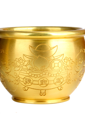 铜缸摆件 铜聚宝盆缸摆件 招字缸 鱼缸 财缸 铜烟缸摆件