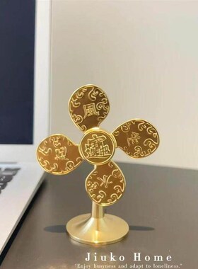 风生水风车财源滚滚会转动办公室桌面招财装饰黄铜解压