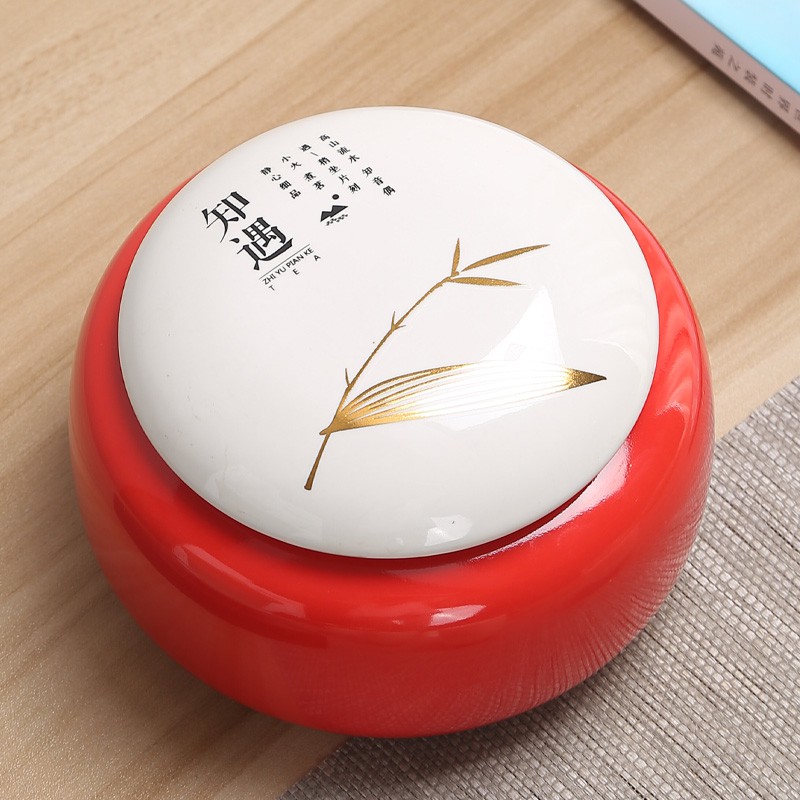 哥窑茶叶罐茶罐小号普洱装复古盒密封储存罐茶具防潮