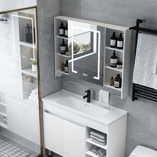 杉太白落地柜浴室柜宽小户型落地式洗手盆一体陶瓷盆