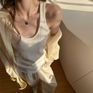 上衣 无袖 大版 型宽松慵懒感打底工字背心女内搭可外穿小吊带春夏季