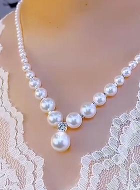 小众简约设计递进珍珠锆石项炼网红时尚流行锁骨炼气质百搭颈炼