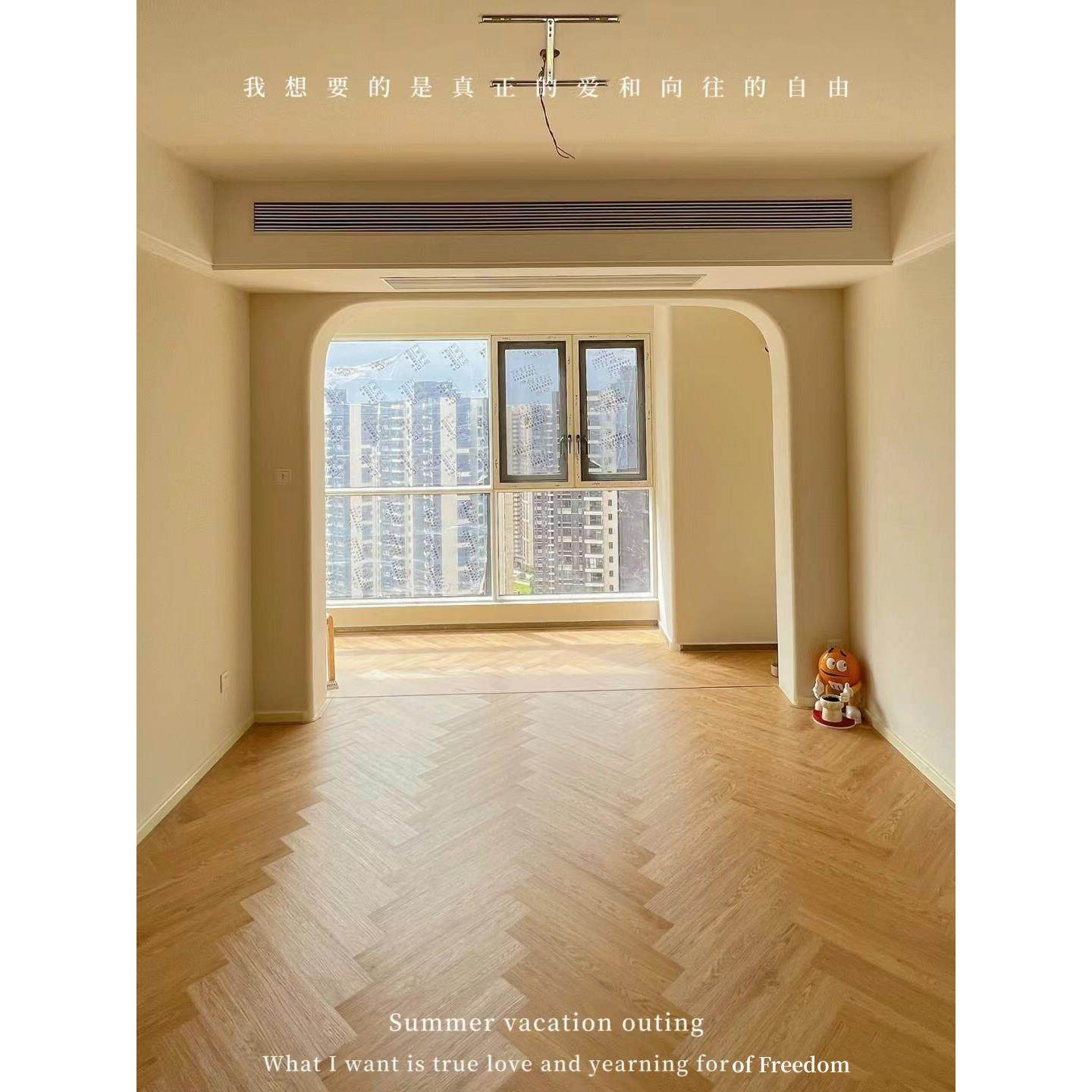 spc石塑地板零醛家用环保防水锁扣石晶PVC地暖地板贴鱼骨纹人字拼