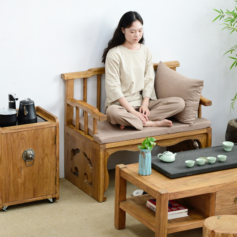 老榆木实木茶桌椅椅太师椅靠背打坐禅椅扶手圈椅