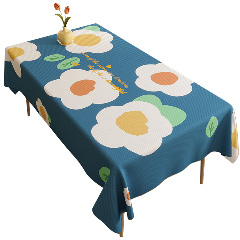 in风插画花棉麻混纺布艺防水餐桌布隔热防污易理植物花卉桌布