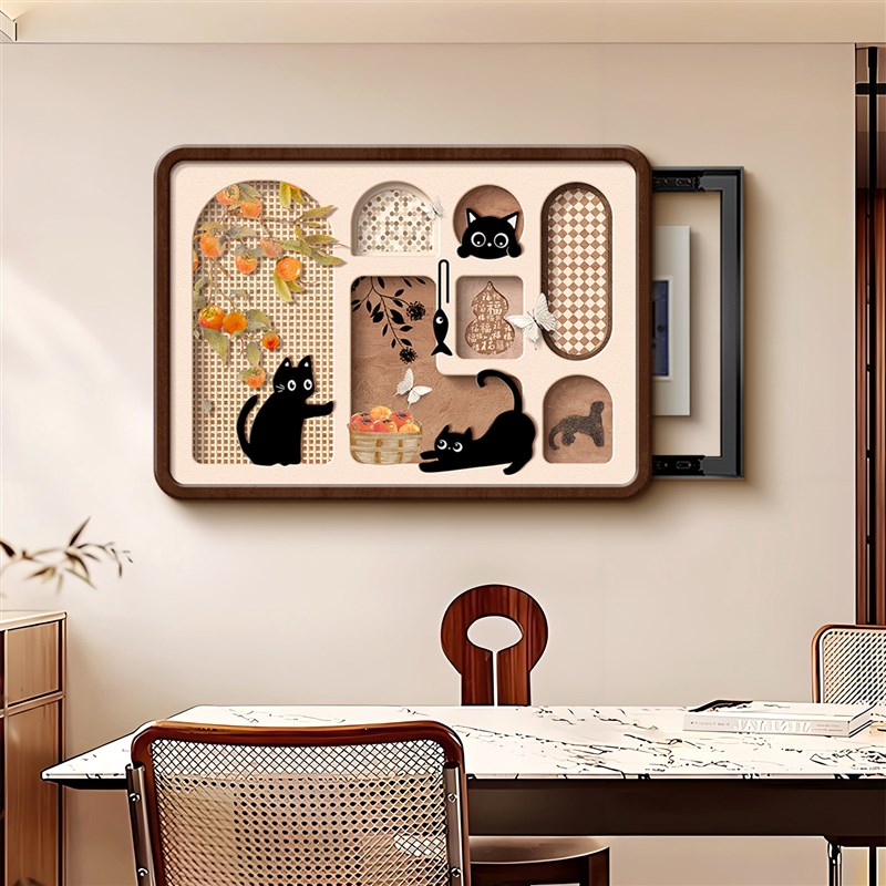 中古风电表箱装饰画 画小猫2025新款配电箱遮挡挂画 画电盒总闸开图片