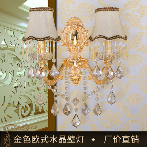 金色头欧式壁灯床头灯酒店客厅卧室过道背景墙壁灯水晶壁灯