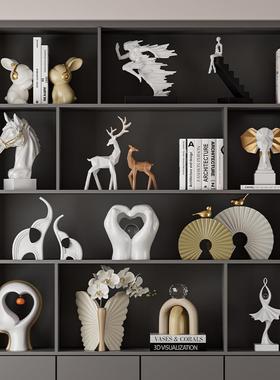 办公室书房酒柜装饰摆件客厅高端大气展示架电视柜艺术雕塑工艺品