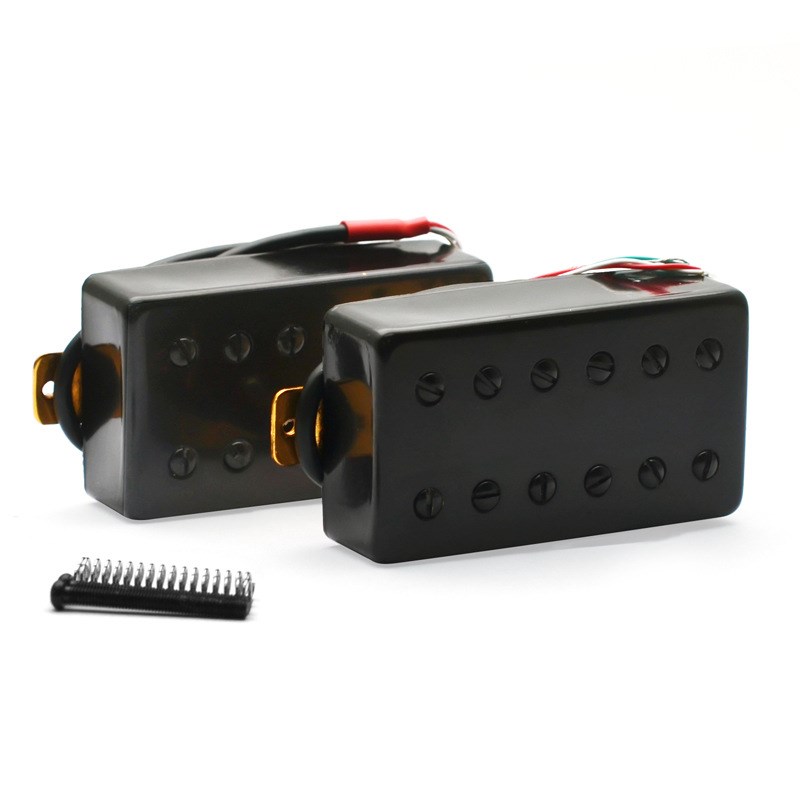 LP电吉他双线圈拾音器 银黑无框六弦电吉他拾音器琴桥琴颈50/52mm