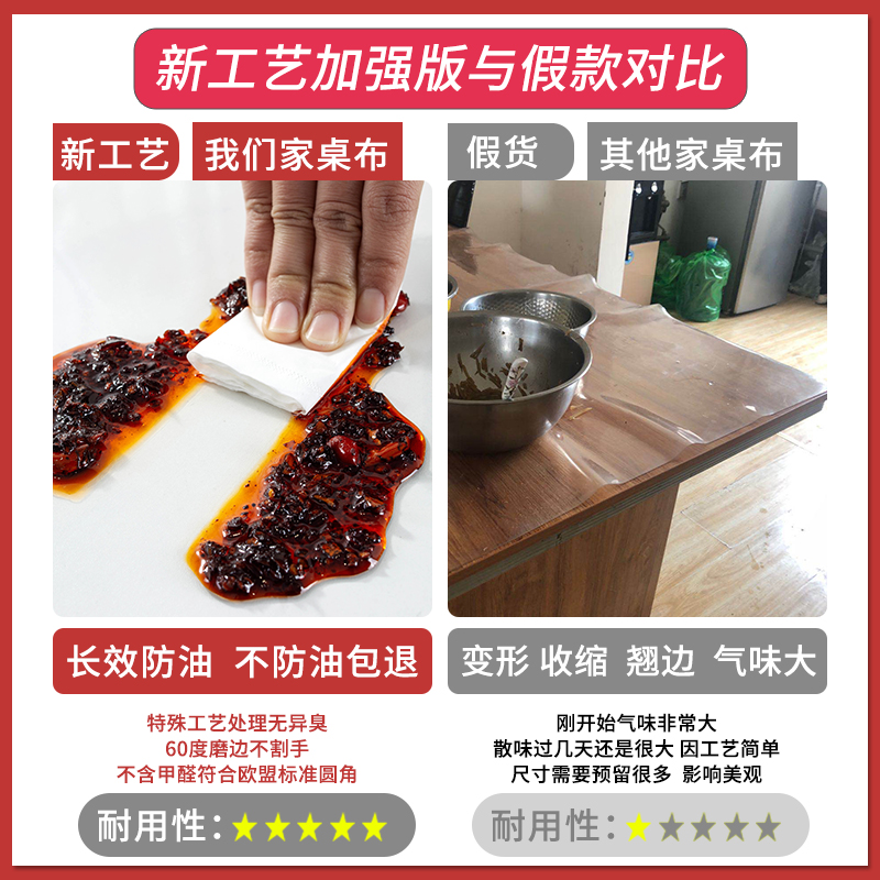 PVC桌布防水防油免洗烫防餐桌垫桌面茶几垫长方形台布透明软玻璃