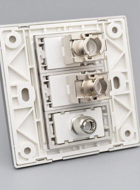 深灰色双电脑TV有线电视面板86型双七类万兆网路宽带TV有线插座