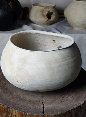 北欧简约木质干花盆器皿摆件复古民宿客厅插花艺术侘寂家居装饰品