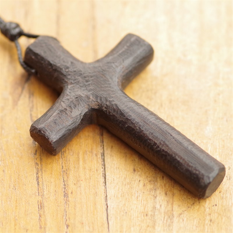 【云何雅物】手工雕刻黑檀木十字架钥匙挂件汽车钥匙扣钥匙链