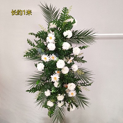 森系绿植婚庆布置白色小清新婚礼花艺舞台背景装饰路引地排花点花