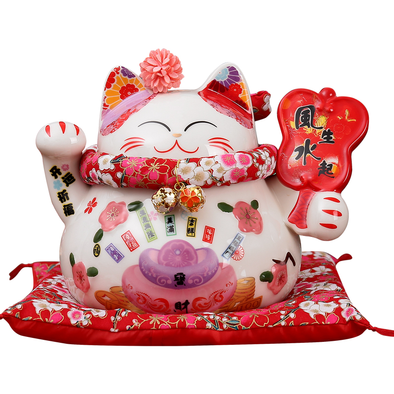 招财猫摆件中号发财猫店铺开业礼品陶瓷储蓄罐创意家居装饰品
