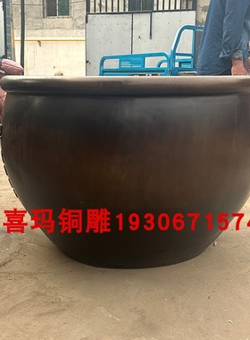 铸铜大缸新中式庭院门海水缸纯铜种花养鱼缸别墅寺庙落地装饰定制