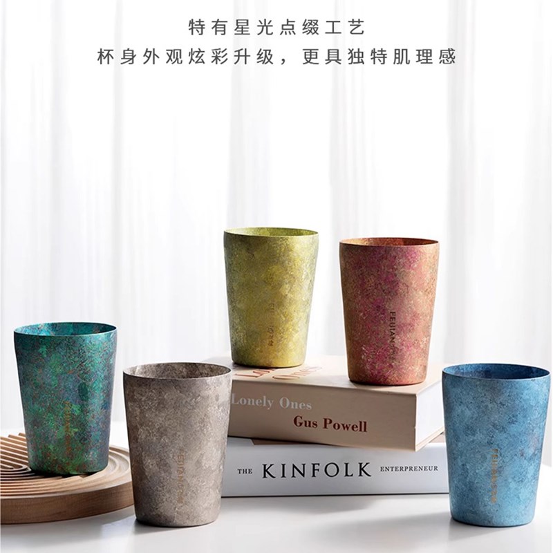 飞剑纯钛水杯便携双层隔热啤酒杯保鲜纯钛咖啡钛杯子冰镇可乐杯