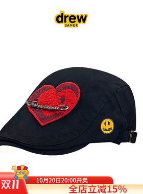 正品Drew Sava笑脸甜美红色爱心贴布别针前进帽子女春秋季画家帽