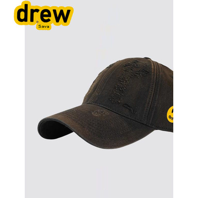 笑脸复古做旧破洞水洗棒球