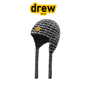 邓为同款Drew Sava笑脸秋冬条纹针织帽子男女时尚保暖护耳雷锋帽