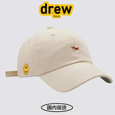 DrewSava笑脸帽子刺绣小狗