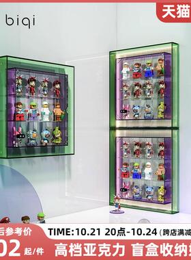 biqi兼容泡泡玛特盲盒收纳展示架收纳盒上墙相框亚克力手办展示柜