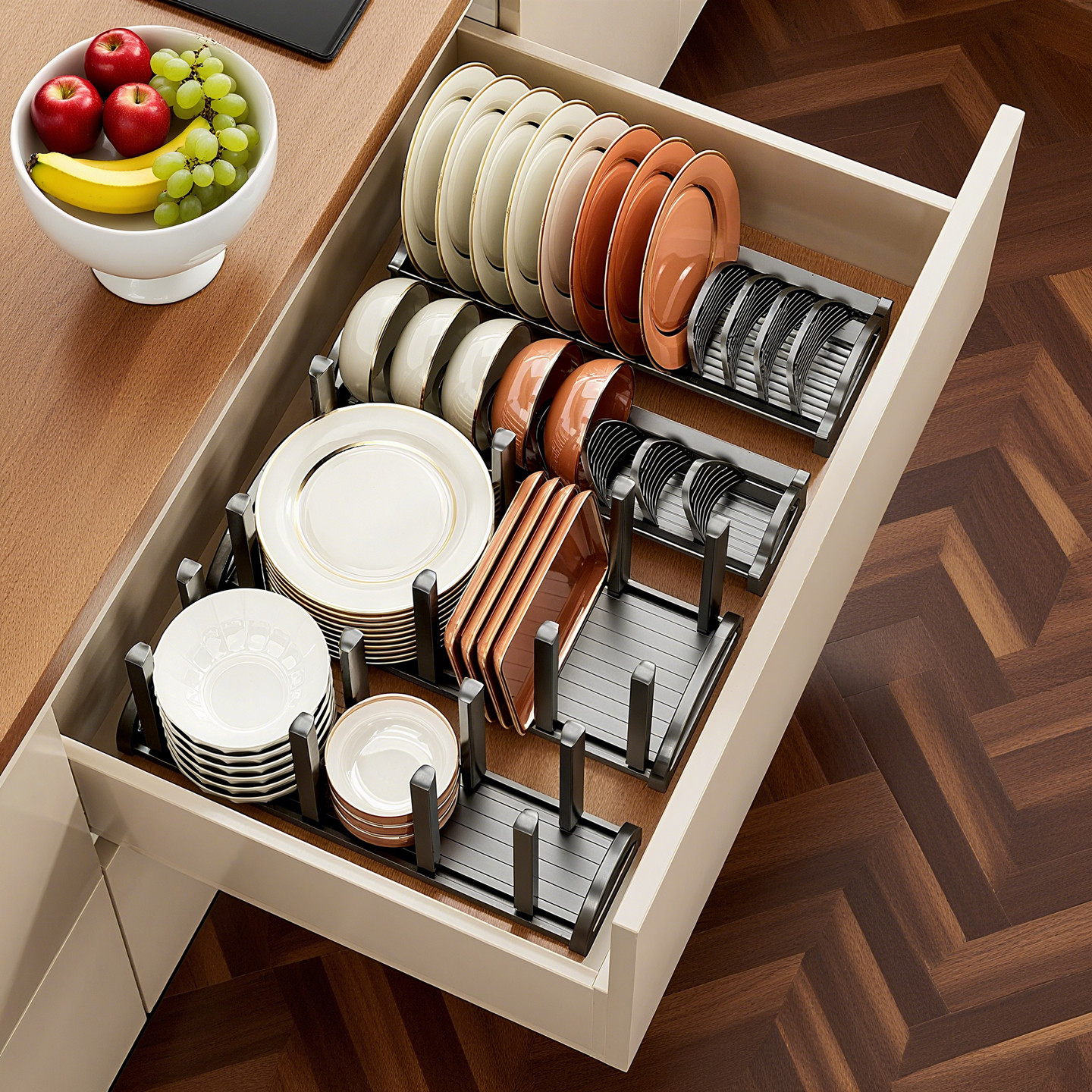 厨房碗碟餐具置物架【太空铝沥水架】橱柜抽屉刀叉筷整理储物神器,厨房/烹饪用具,碗架,淘宝优惠券,粉丝福利购,淘宝优惠卷