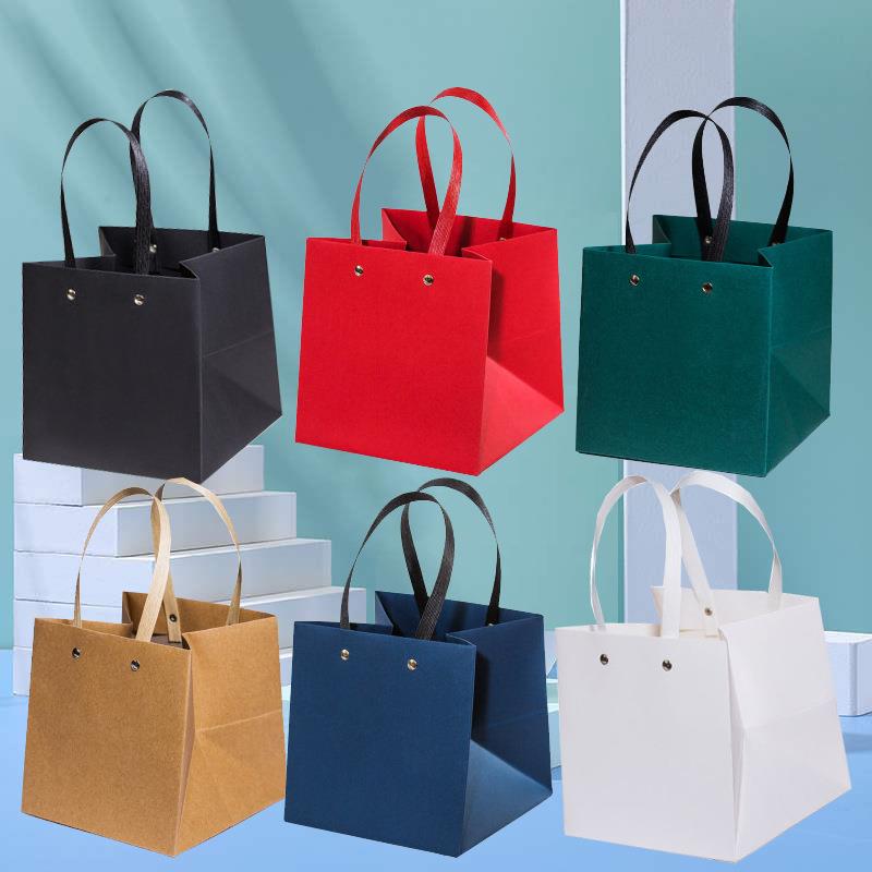 铆钉加厚宽底牛皮纸袋方型海鲜餐饮打包蛋糕烘焙袋圆形方底袋现货