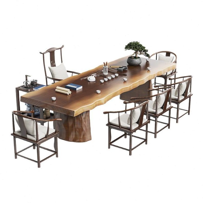 原木大板一体茶桌椅组合现新中式功夫客厅茶台家用档泡茶桌子