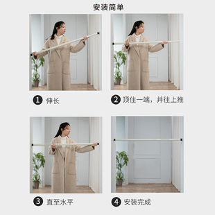 免打孔安装窗帘挂钩打孔加厚伸缩杆铝合金轨道罗马杆客厅飘窗卧室