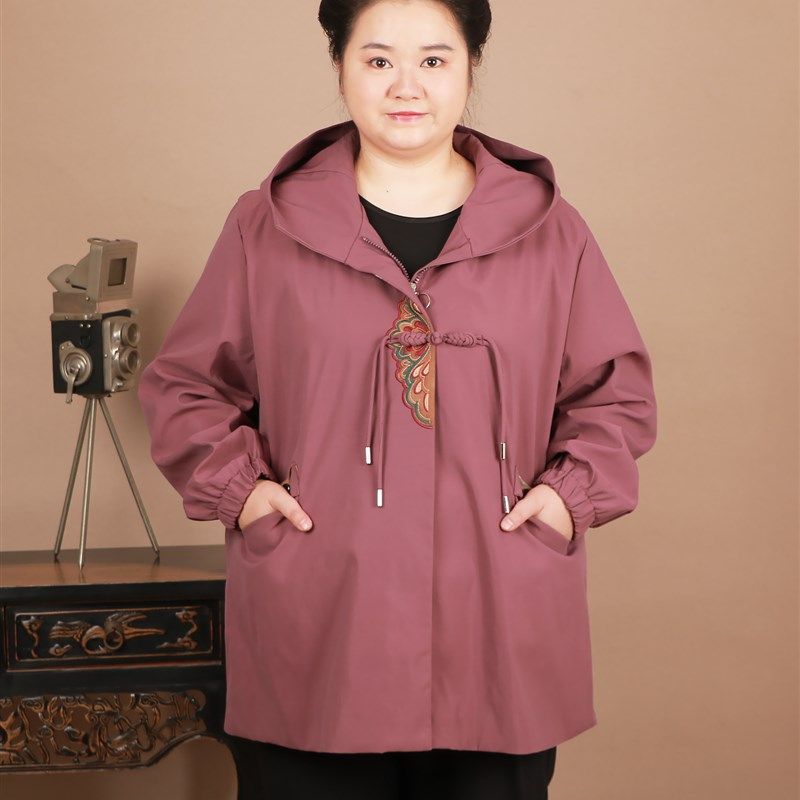 加大码盘扣上衣女中老年人妈妈短中老年女装