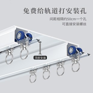 窗帘轨道重型双轨双排滑轨滑道直轨静音铝合金窗帘轨导轨连体轨道