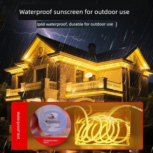 别墅外墙屋檐灯带超亮220v户外防水led软灯条农村自建房夜景装饰