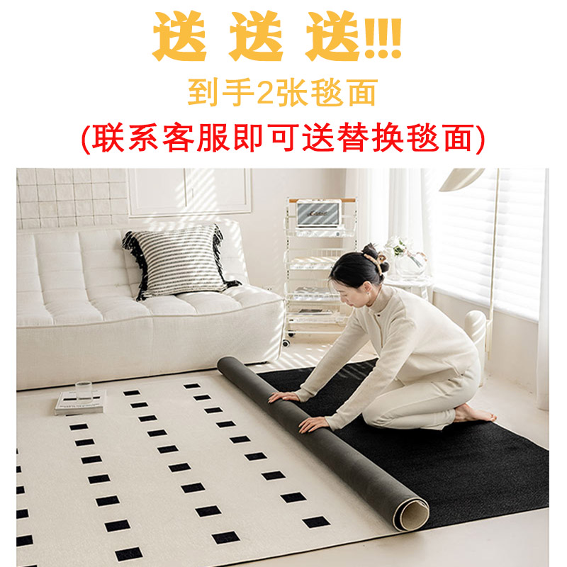 地毯客厅可机洗双层可拆洗奶油风沙发茶几地垫加厚双W层可拆卸地
