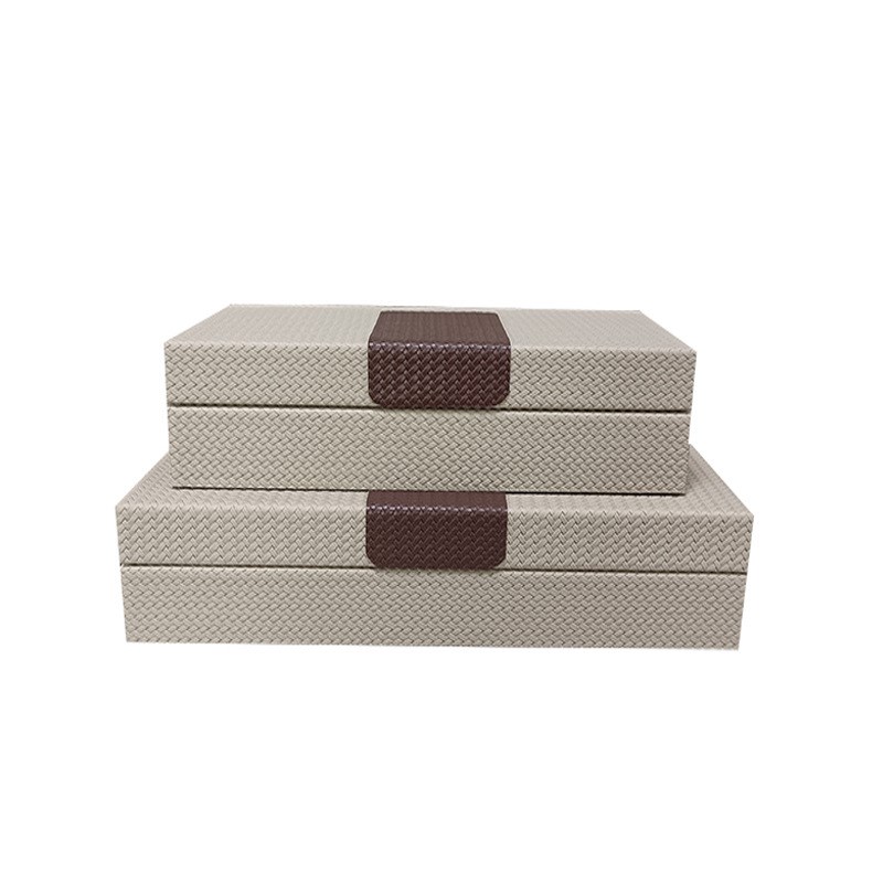 现代简约小编织纹装饰盒饰品盒样板间橱柜书房软装搭配收纳摆件