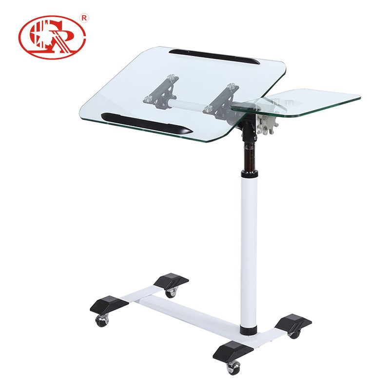 卧室床边创意懒人钢化玻璃电脑桌可移动升降家用办公笔记本电脑桌