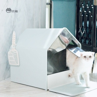 猫砂盆抽屉式 一织猫全封闭式 带猫铲特大号防外Q溅猫别墅房子猫厕